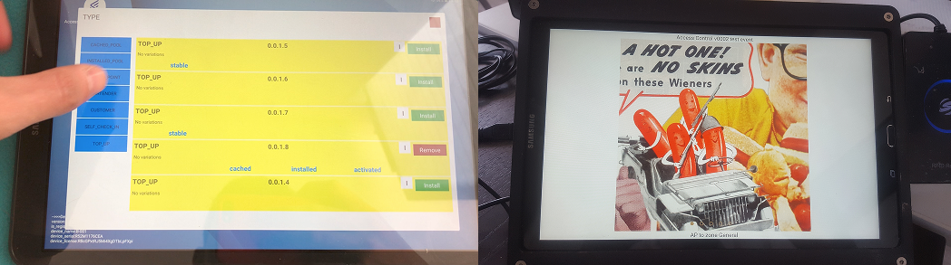 Collage of remote research materials: event photos, staff notes and screen recordings shared from live Billfold deployments