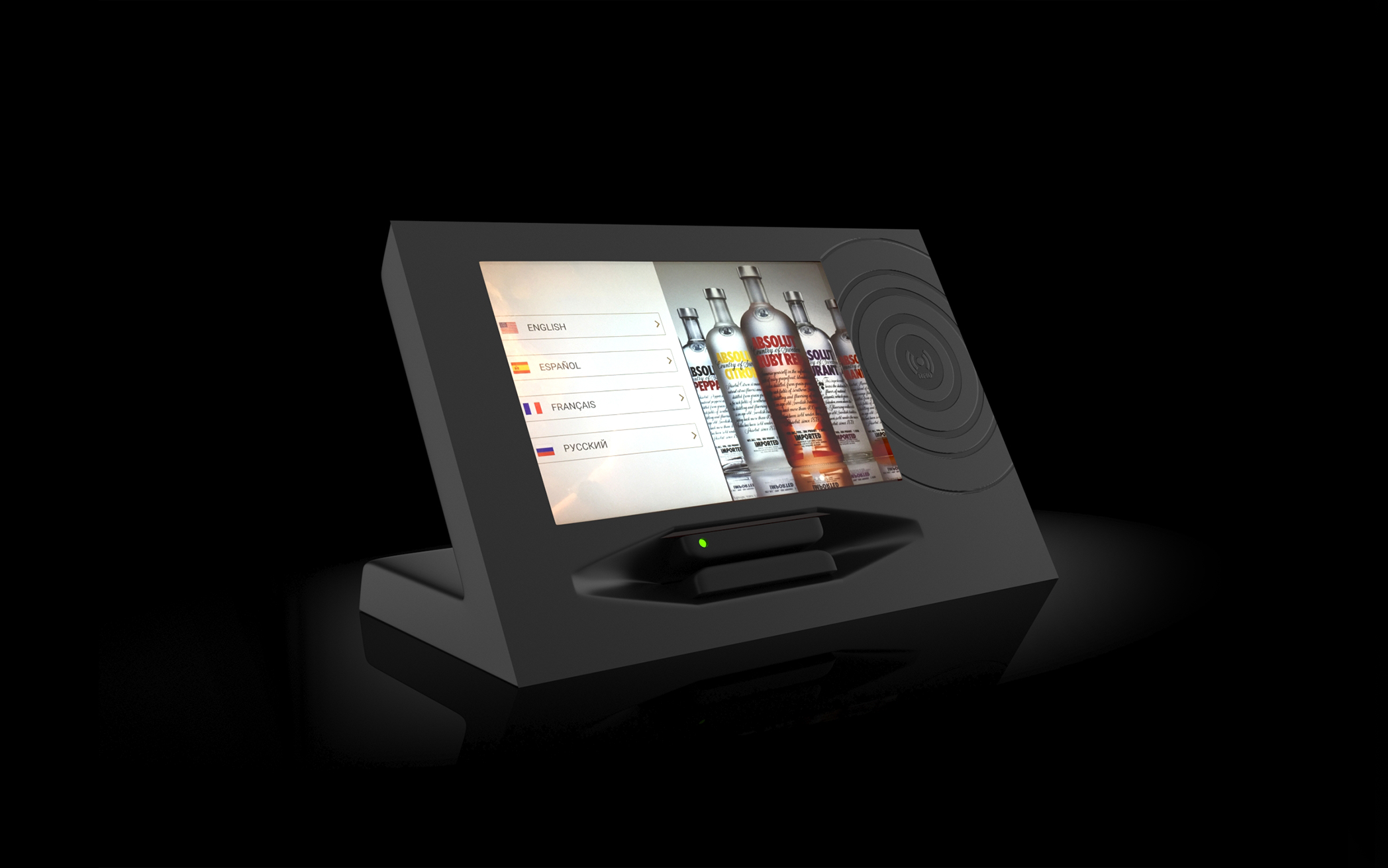 3D render of an early Billfold enclosure with the card reader built into the device body