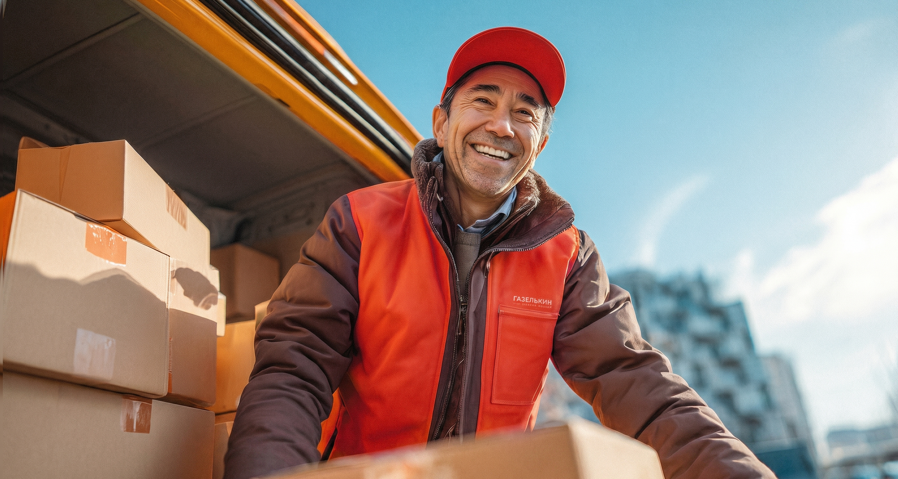 Driver in delivery van