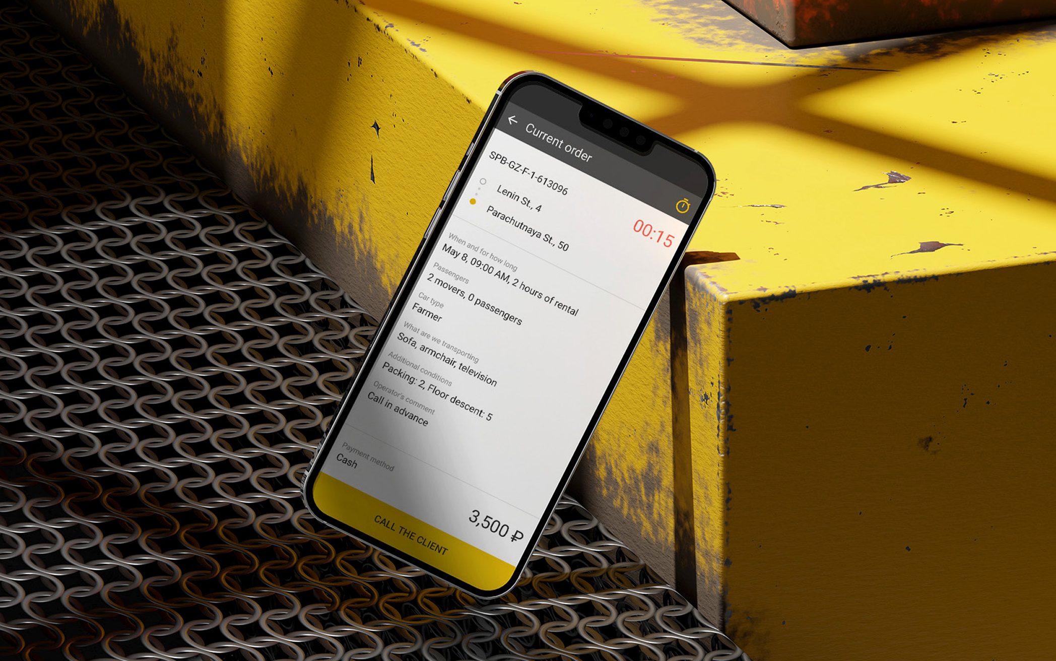 Driver app on device in vehicle