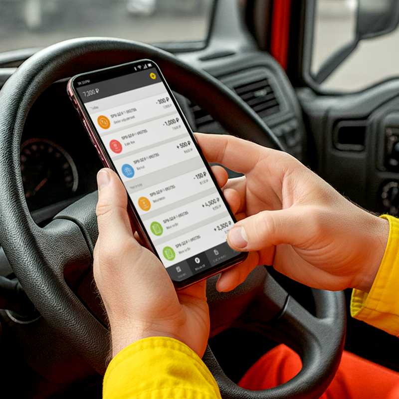 Driver using phone in cab