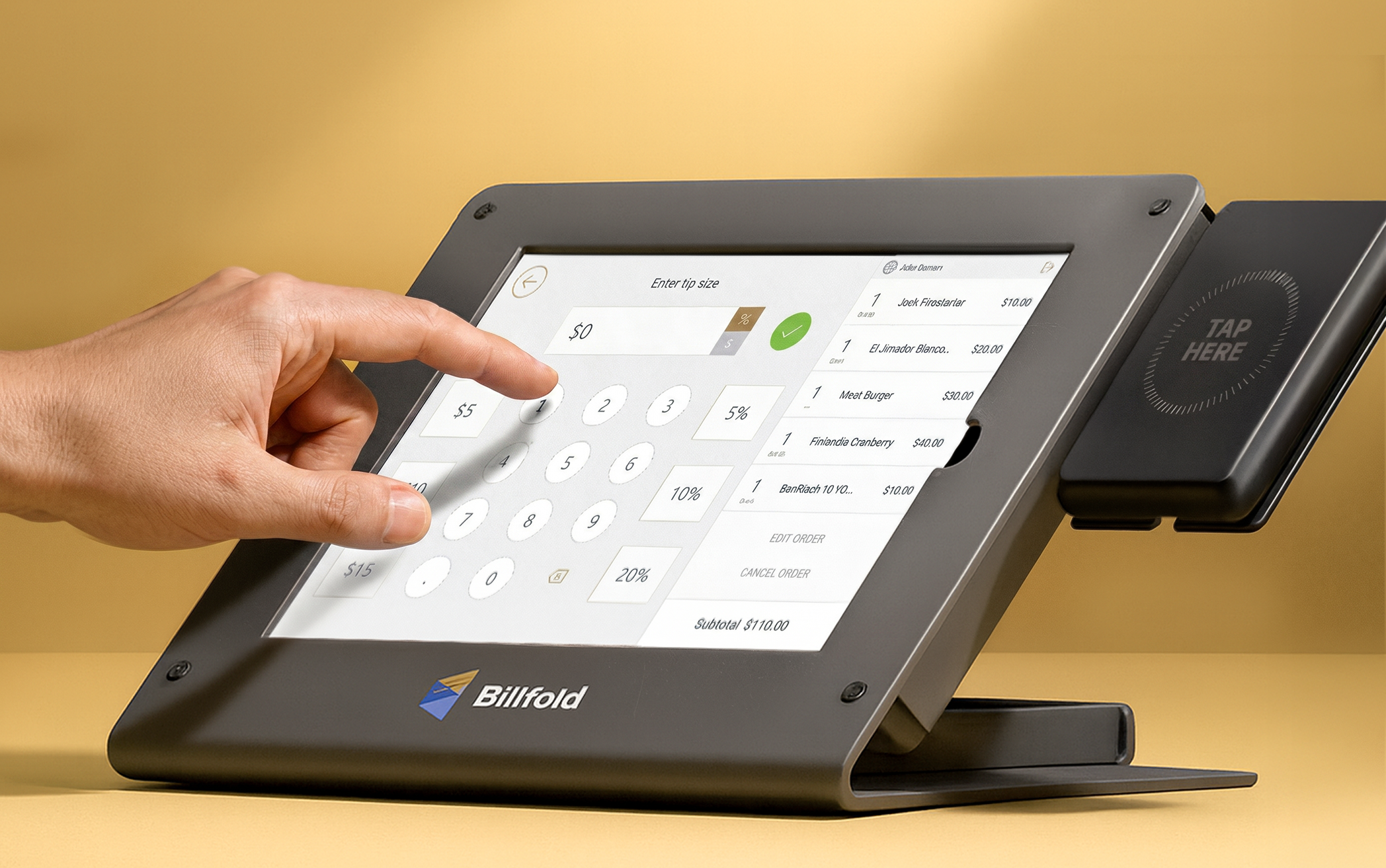 Billfold POS device