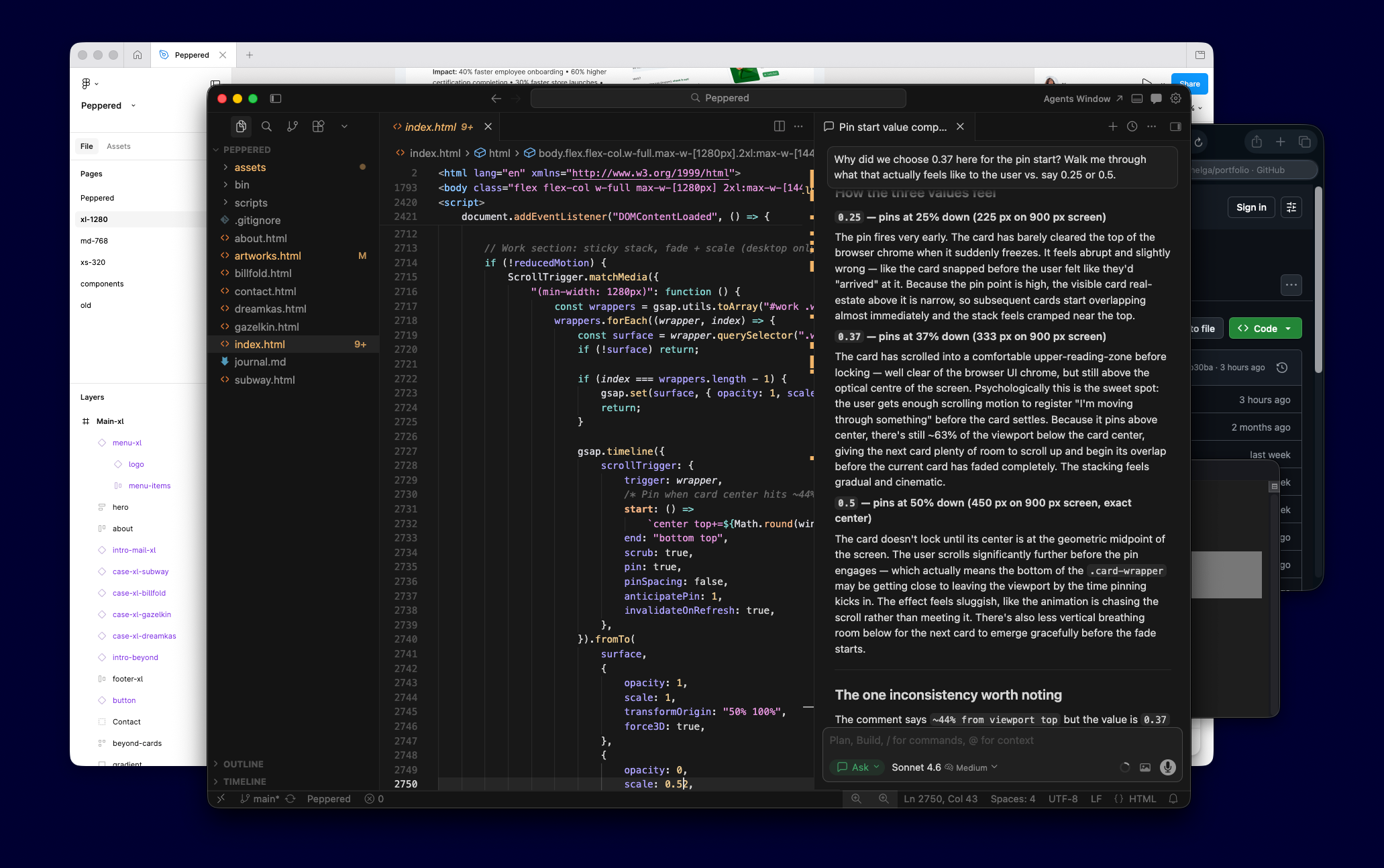 Portfolio site screenshots