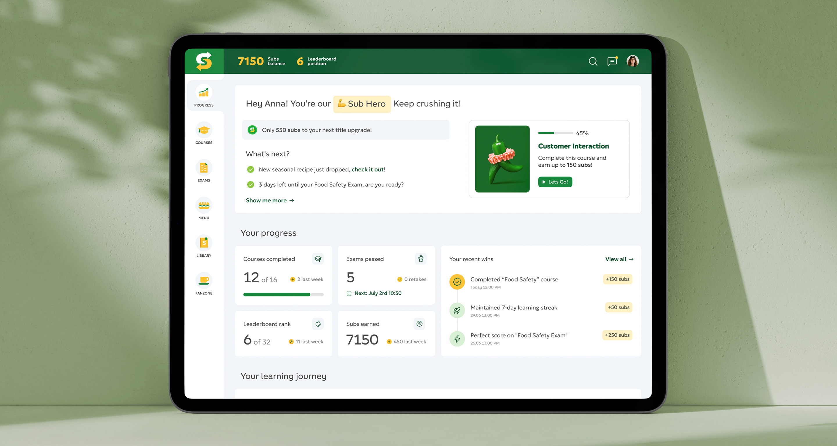 Subway Russia employee training and franchisee portal interfaces on desktop and mobile